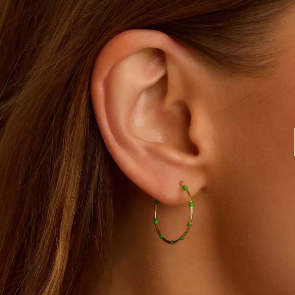 Gorjana Gold Kelly Green Capri Hoops